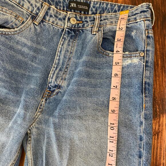 Zara Women's Distressed High Rise Straight Leg Jeans Size 6 - Picture 10 of 13